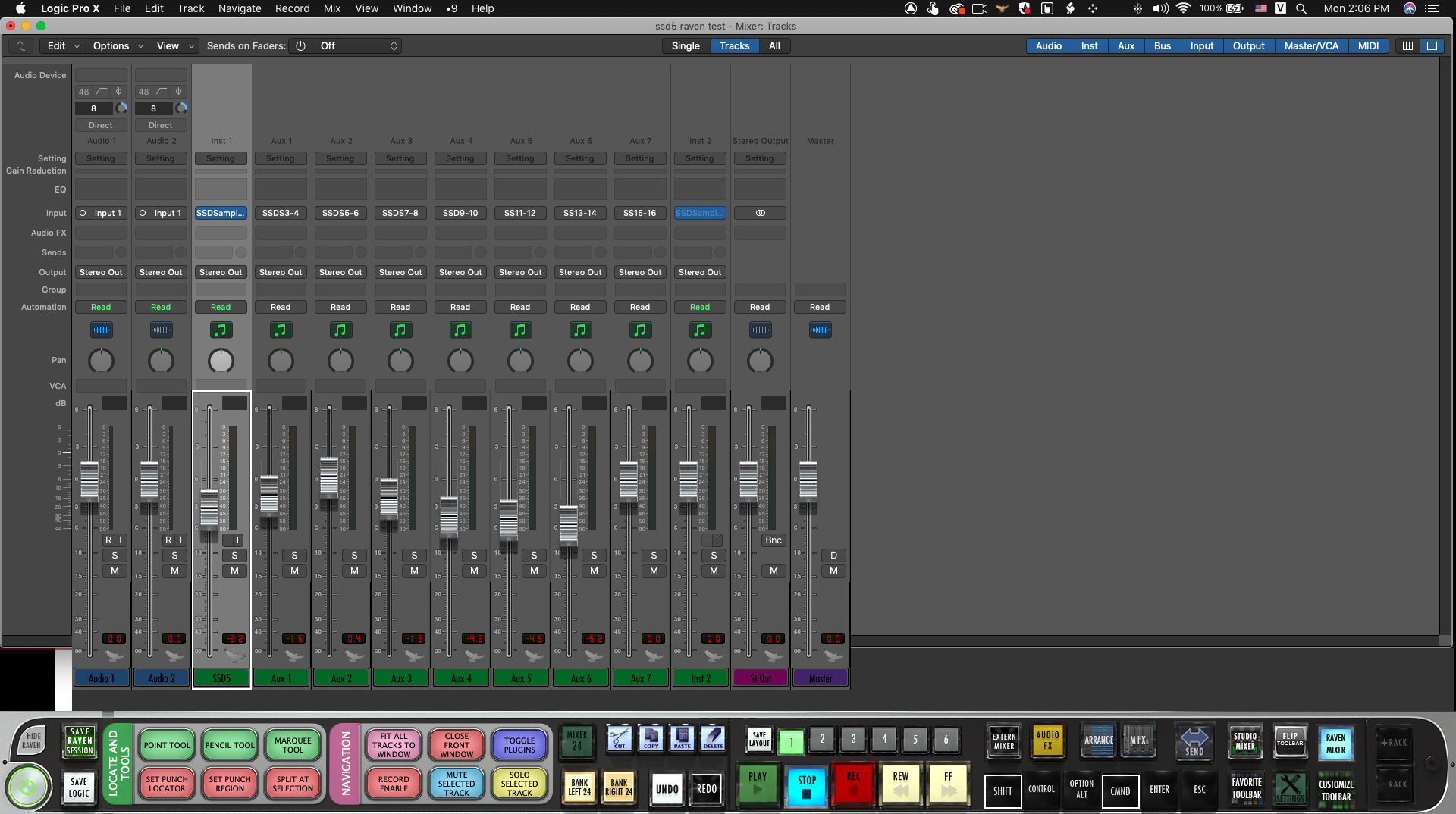 Logic Pro X Mixer and Raven Internal Mixer alignment Slate Media